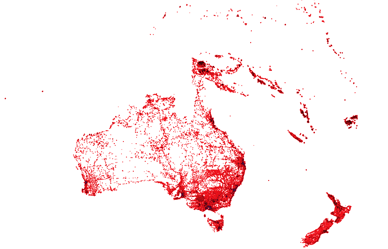 The Most Comprehensive Map of Buildings in Australia and Oceania by Nazru